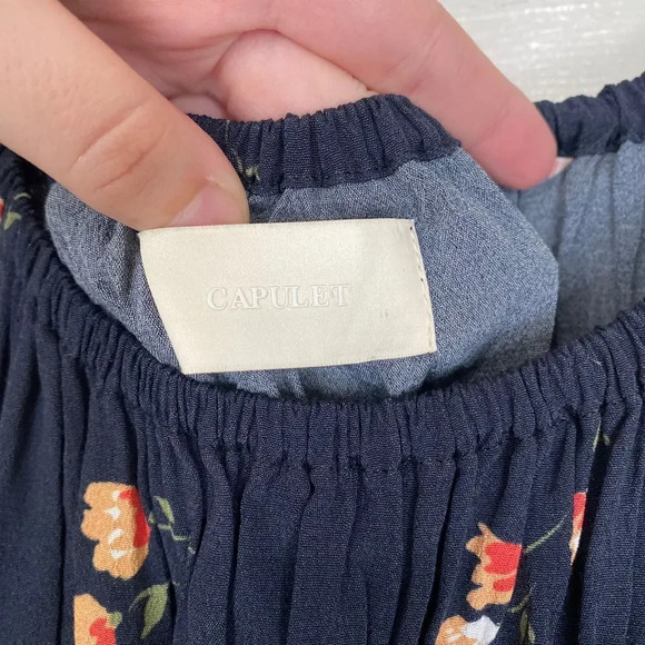 CAPULET Gemma Tulip Mini Dress Black Floral Ruffle Sleeveless Smocked XS Revolve - Picture 5 of 8